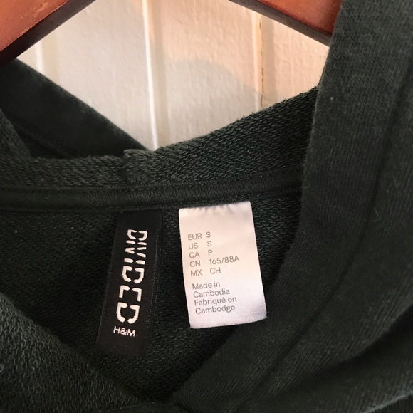 Dark green, cinched, cropped hoodie - Picture 4 of 4